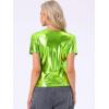 imageAllegra K Womens 80s Disco Outfit Party Club Sparkly Rainbow Metallic TopMustard Green