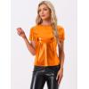 imageAllegra K Womens 80s Disco Outfit Party Club Sparkly Rainbow Metallic TopOrange