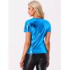imageAllegra K Womens 80s Disco Outfit Party Club Sparkly Rainbow Metallic TopRoyal Blue