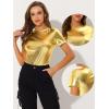 imageAllegra K Womens 80s Disco Outfit Party Club Sparkly Rainbow Metallic TopShiny Gold