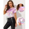 imageAllegra K Womens 80s Disco Outfit Party Club Sparkly Rainbow Metallic TopShiny Pink