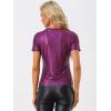 imageAllegra K Womens 80s Disco Outfit Party Club Sparkly Rainbow Metallic TopShiny Purple Red