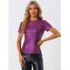 imageAllegra K Womens 80s Disco Outfit Party Club Sparkly Rainbow Metallic TopShiny Purple Red