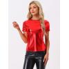 imageAllegra K Womens 80s Disco Outfit Party Club Sparkly Rainbow Metallic TopShiny Red