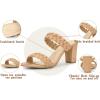 imageAllegra K Womens Braided Heeled Slip on Chunky Heel Slide SandalsNude