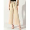 imageAllegra K Womens Casual Office Wide Leg Pants Elastic Waist Tie Knot Pleated Trouser with PocketsApricot