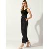 imageAllegra K Womens Casual Office Wide Leg Pants Elastic Waist Tie Knot Pleated Trouser with PocketsBlack