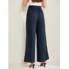 imageAllegra K Womens Casual Office Wide Leg Pants Elastic Waist Tie Knot Pleated Trouser with PocketsNavy