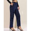 imageAllegra K Womens Christmas Sparkle High Waist Stretch Party Wide Leg Shiny Star Print Pants