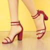 imageAllegra K Womens Clear Ankle Strap Chunky Heels SandalsRed