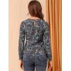 imageAllegra K Womens Contrast Peter Pan Collar Keyhole Back Floral Blouse