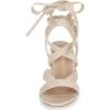 imageAllegra K Womens Crisscross Chunky Heel Lace Ups SandalsBeige