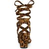 imageAllegra K Womens Crisscross Chunky Heel Lace Ups SandalsLeopard