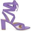 imageAllegra K Womens Crisscross Chunky Heel Lace Ups SandalsPurple