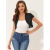 imageAllegra K Womens Denim Jacket Crop Casual Denim Cardigan Cap Sleeve Summer Outfits Jean Jacket ShrugBlack