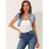 imageAllegra K Womens Denim Jacket Crop Casual Denim Cardigan Cap Sleeve Summer Outfits Jean Jacket ShrugLight Blue