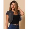 imageAllegra K Womens Denim Jacket Short Sleeve Jean Jacket Slim Fit Summer Outfits Casual Cropped JacketBlack Grey