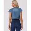 imageAllegra K Womens Denim Jacket Short Sleeve Jean Jacket Slim Fit Summer Outfits Casual Cropped JacketBlue