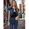 imageAllegra K Womens Denim Jacket Short Sleeve Jean Jacket Slim Fit Summer Outfits Casual Cropped JacketDrak Blue