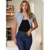imageAllegra K Womens Denim Jacket Short Sleeve Jean Jacket Slim Fit Summer Outfits Casual Cropped JacketSky Blue