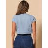 imageAllegra K Womens Denim Jacket Short Sleeve Jean Jacket Slim Fit Summer Outfits Casual Cropped JacketSky Blue