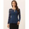 imageAllegra K Womens Dressy Top Formal Wedding Guest Long Sleeve Lace Peplum BlouseDark Blue