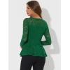 imageAllegra K Womens Dressy Top Formal Wedding Guest Long Sleeve Lace Peplum BlouseGreen
