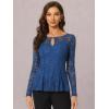 imageAllegra K Womens Dressy Top Formal Wedding Guest Long Sleeve Lace Peplum BlouseRoyal Blue