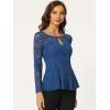 imageAllegra K Womens Dressy Top Formal Wedding Guest Long Sleeve Lace Peplum BlouseRoyal Blue