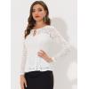 imageAllegra K Womens Dressy Top Formal Wedding Guest Long Sleeve Lace Peplum BlouseWhite