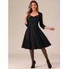 imageAllegra K Womens Elegant 34 Sleeve High Waist Sweetheart Neck ALine Pleated Midi DressBlack