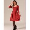 imageAllegra K Womens Elegant 34 Sleeve High Waist Sweetheart Neck ALine Pleated Midi DressRed