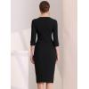 imageAllegra K Womens Elegant Boat Neck 34 Sleeves 2025 Wear to Work Midi Split Sheath DressBlack
