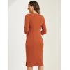 imageAllegra K Womens Elegant Boat Neck 34 Sleeves 2025 Wear to Work Midi Split Sheath DressCaramel