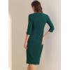 imageAllegra K Womens Elegant Boat Neck 34 Sleeves 2025 Wear to Work Midi Split Sheath DressDeep Green