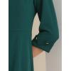 imageAllegra K Womens Elegant Boat Neck 34 Sleeves 2025 Wear to Work Midi Split Sheath DressDeep Green