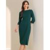 imageAllegra K Womens Elegant Boat Neck 34 Sleeves 2025 Wear to Work Midi Split Sheath DressDeep Green