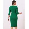 imageAllegra K Womens Elegant Boat Neck 34 Sleeves 2025 Wear to Work Midi Split Sheath DressGreen