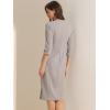 imageAllegra K Womens Elegant Boat Neck 34 Sleeves 2025 Wear to Work Midi Split Sheath DressGrey