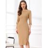 imageAllegra K Womens Elegant Boat Neck 34 Sleeves 2025 Wear to Work Midi Split Sheath DressKhaki