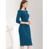 imageAllegra K Womens Elegant Boat Neck 34 Sleeves 2025 Wear to Work Midi Split Sheath DressLake Blue