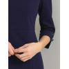 imageAllegra K Womens Elegant Boat Neck 34 Sleeves 2025 Wear to Work Midi Split Sheath DressNavy Blue