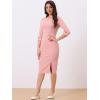 imageAllegra K Womens Elegant Boat Neck 34 Sleeves 2025 Wear to Work Midi Split Sheath DressPink
