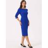 imageAllegra K Womens Elegant Boat Neck 34 Sleeves 2025 Wear to Work Midi Split Sheath DressRoyal Blue