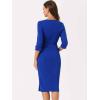 imageAllegra K Womens Elegant Boat Neck 34 Sleeves 2025 Wear to Work Midi Split Sheath DressRoyal Blue