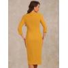imageAllegra K Womens Elegant Boat Neck 34 Sleeves 2025 Wear to Work Midi Split Sheath DressYellow