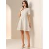 imageAllegra K Womens Elegant Short Sleeve Aline Dresses Plaid Tweed DressYellow