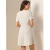 imageAllegra K Womens Elegant Short Sleeve Aline Dresses Plaid Tweed DressYellow