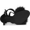 imageAllegra K Womens Faux Fur Stiletto Heel Lace Up Heels SandalsBlack
