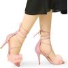 imageAllegra K Womens Faux Fur Stiletto Heel Lace Up Heels SandalsPink